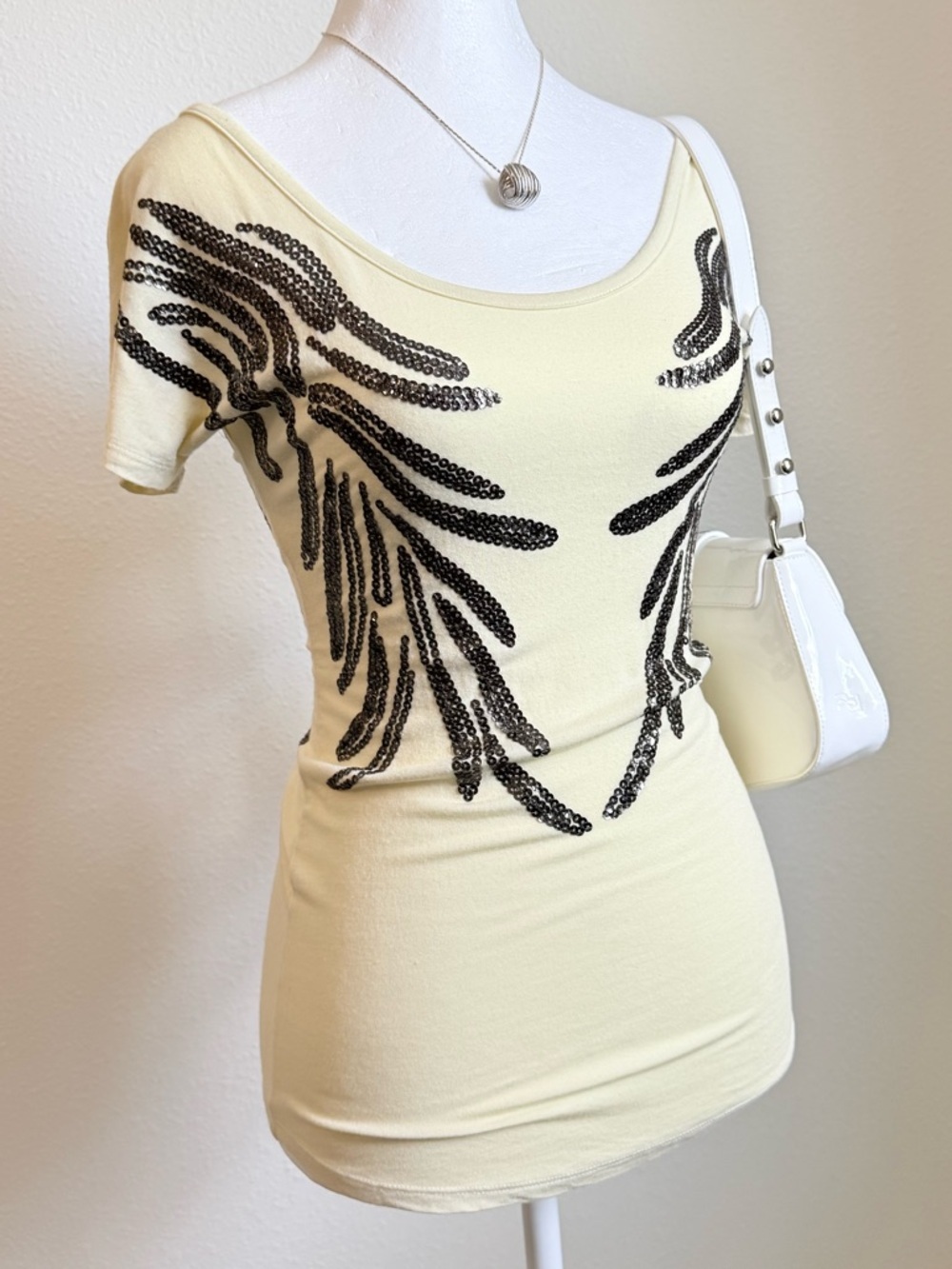 BKE Sequin Wings Embellished Tee Shirt McBling 2000s Fairy